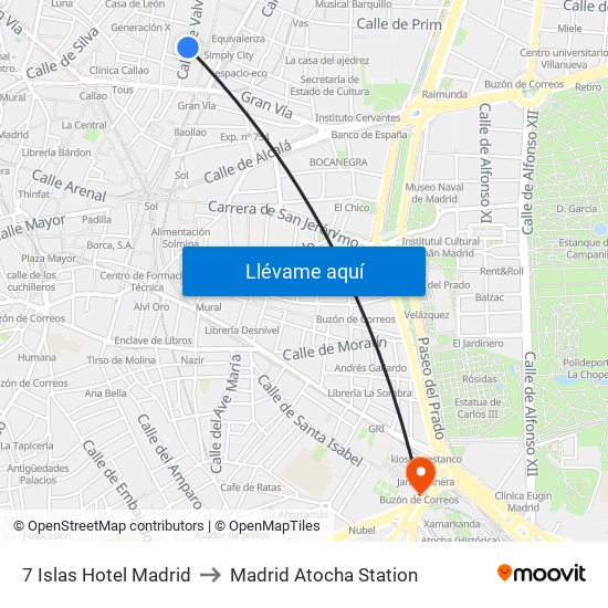 7 Islas Hotel Madrid to Madrid Atocha Station map