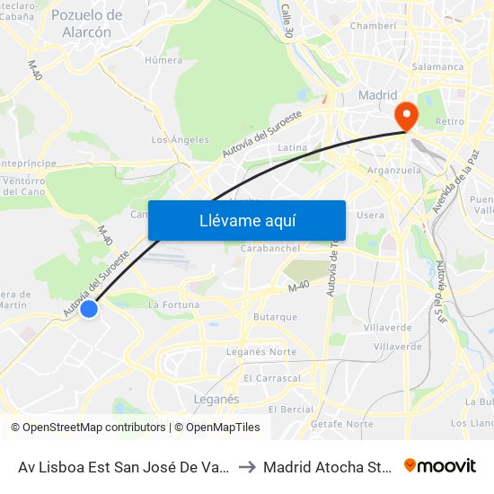 Av Lisboa Est San José De Valderas to Madrid Atocha Station map