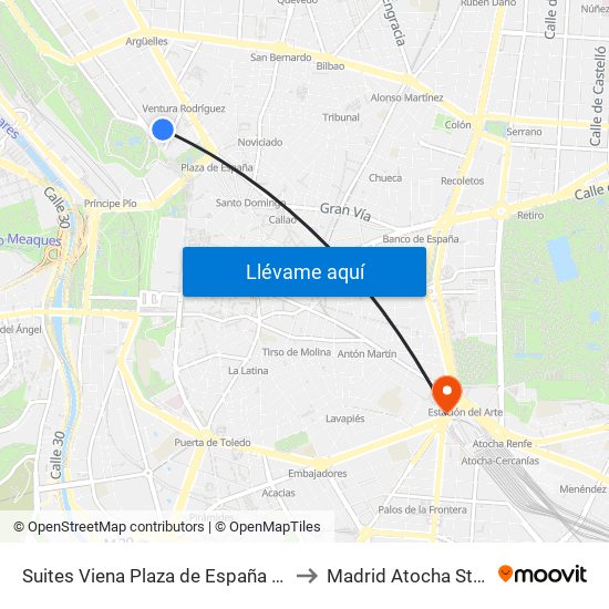 Suites Viena Plaza de España Madrid to Madrid Atocha Station map