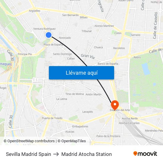 Sevilla Madrid Spain to Madrid Atocha Station map