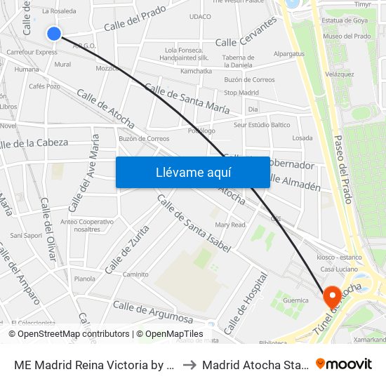 ME Madrid Reina Victoria by Meliá to Madrid Atocha Station map