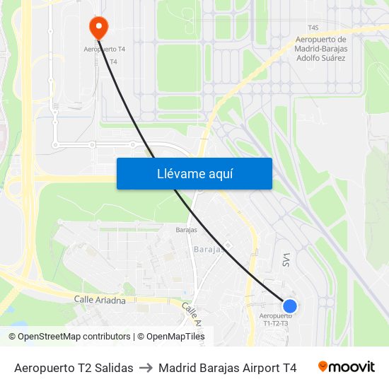 Aeropuerto T2 Salidas to Madrid Barajas Airport T4 map