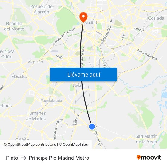 Pinto to Príncipe Pío Madrid Metro map