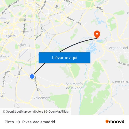 Pinto to Rivas Vaciamadrid map