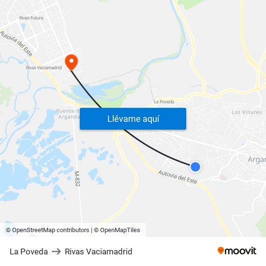 La Poveda to Rivas Vaciamadrid map