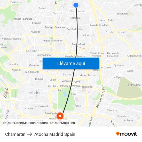 Chamartín to Atocha Madrid Spain map