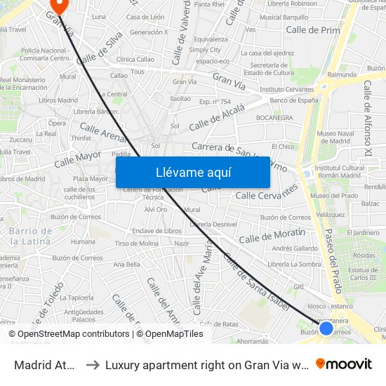 Madrid Atocha Station to Luxury apartment right on Gran Via with pool and fitnessroom Madrid map