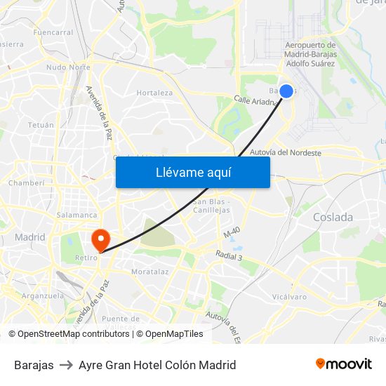 Barajas to Ayre Gran Hotel Colón Madrid map