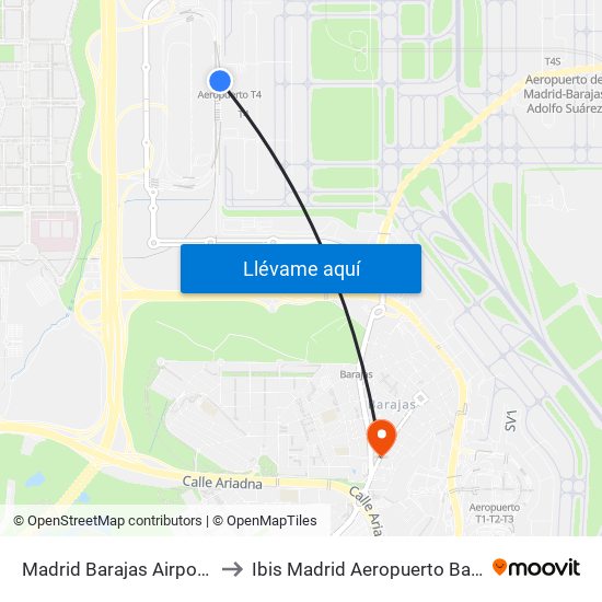 Madrid Barajas Airport T4 to Ibis Madrid Aeropuerto Barajas map