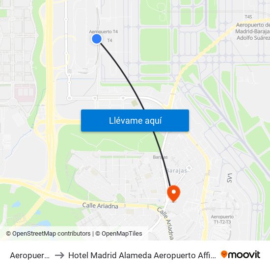 Aeropuerto T4 to Hotel Madrid Alameda Aeropuerto Affiliated by Meliá map