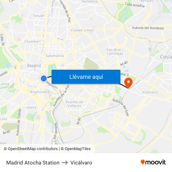 Madrid Atocha Station to Vicálvaro map