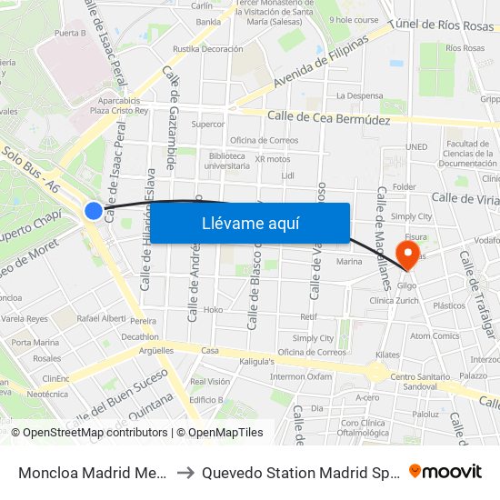 Moncloa Madrid Metro to Quevedo Station Madrid Spain map