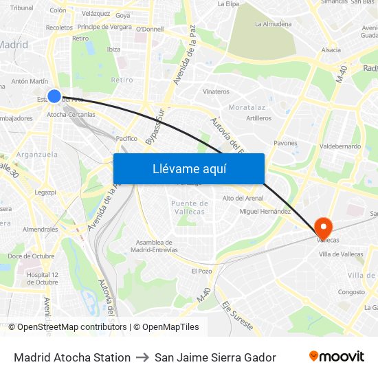 Madrid Atocha Station to San Jaime Sierra Gador map
