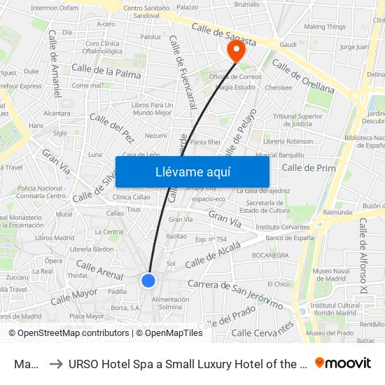 Madrid to URSO Hotel Spa a Small Luxury Hotel of the World Madrid map