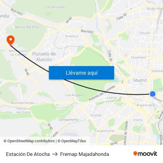 Estación De Atocha to Fremap Majadahonda map