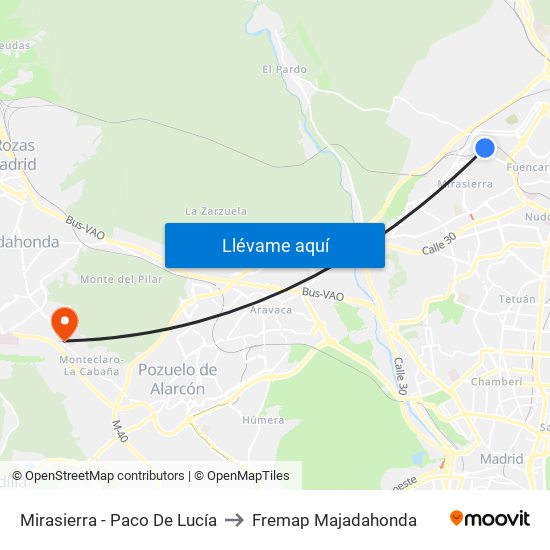 Mirasierra - Paco De Lucía to Fremap Majadahonda map