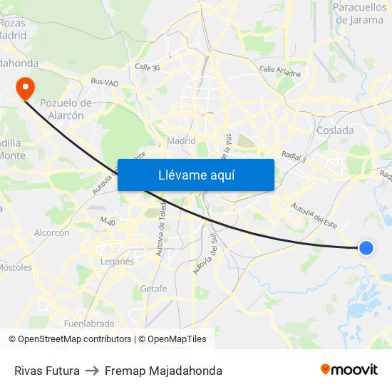 Rivas Futura to Fremap Majadahonda map