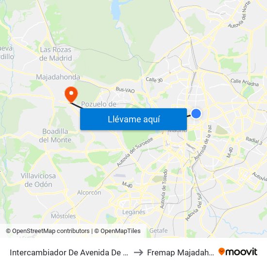 Intercambiador De Avenida De América to Fremap Majadahonda map