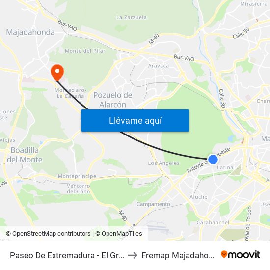 Paseo De Extremadura - El Greco to Fremap Majadahonda map