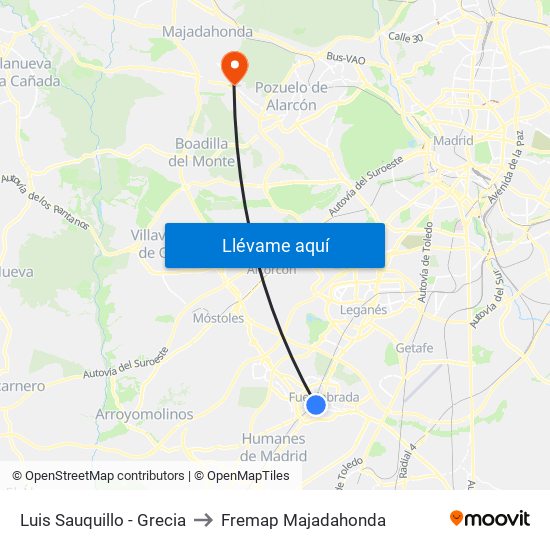 Luis Sauquillo - Grecia to Fremap Majadahonda map