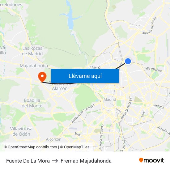 Fuente De La Mora to Fremap Majadahonda map