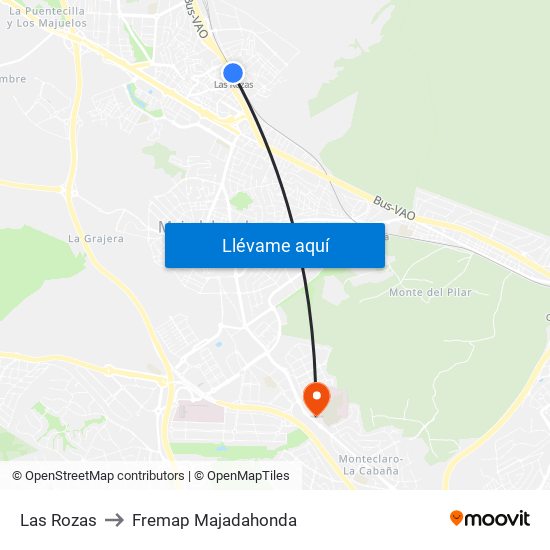 Las Rozas to Fremap Majadahonda map