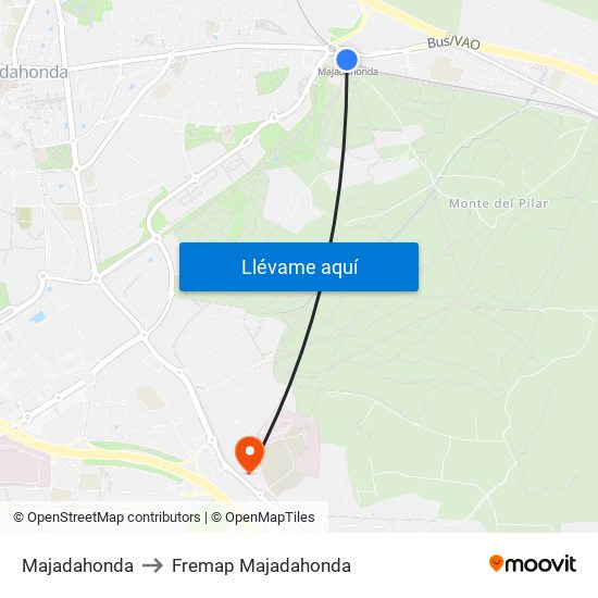 Majadahonda to Fremap Majadahonda map