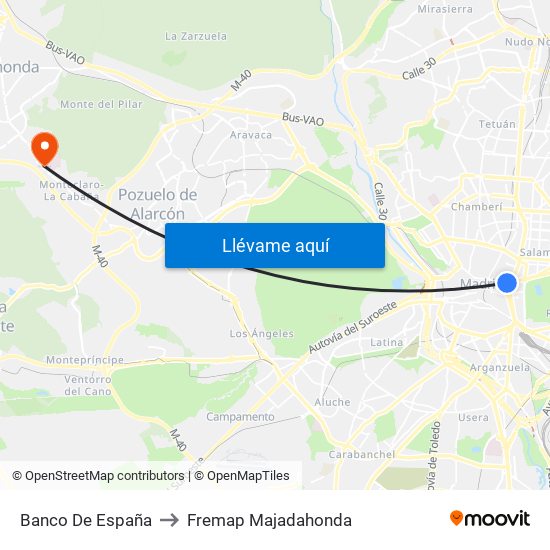 Banco De España to Fremap Majadahonda map