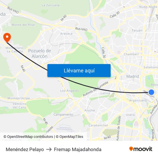 Menéndez Pelayo to Fremap Majadahonda map