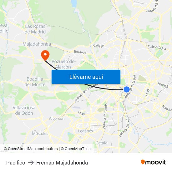 Pacífico to Fremap Majadahonda map