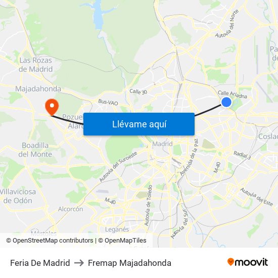 Feria De Madrid to Fremap Majadahonda map