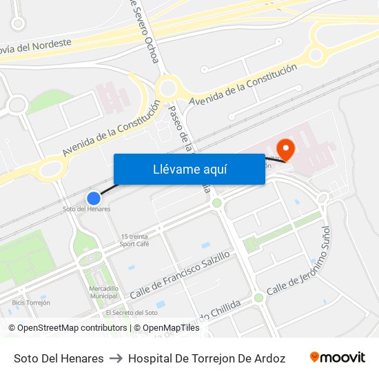 Soto Del Henares to Hospital De Torrejon De Ardoz map