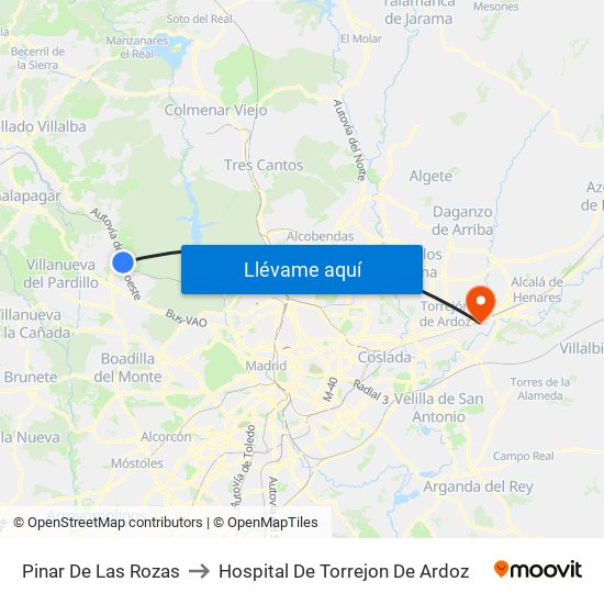 Pinar De Las Rozas to Hospital De Torrejon De Ardoz map