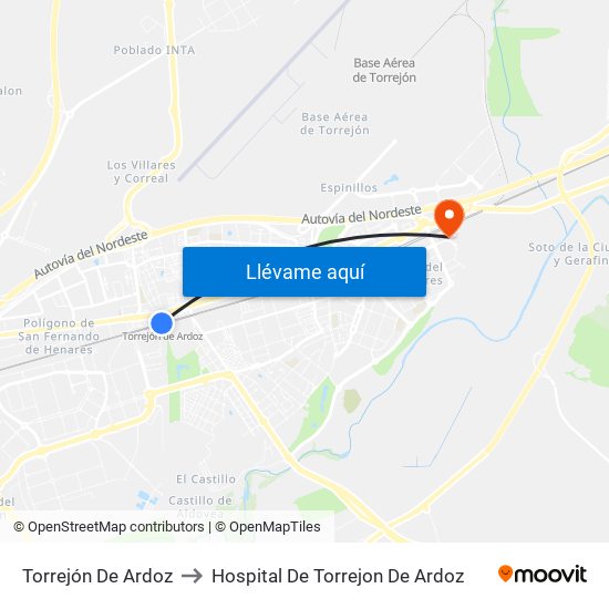 Torrejón De Ardoz to Hospital De Torrejon De Ardoz map