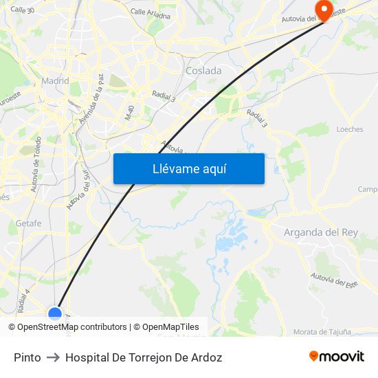 Pinto to Hospital De Torrejon De Ardoz map