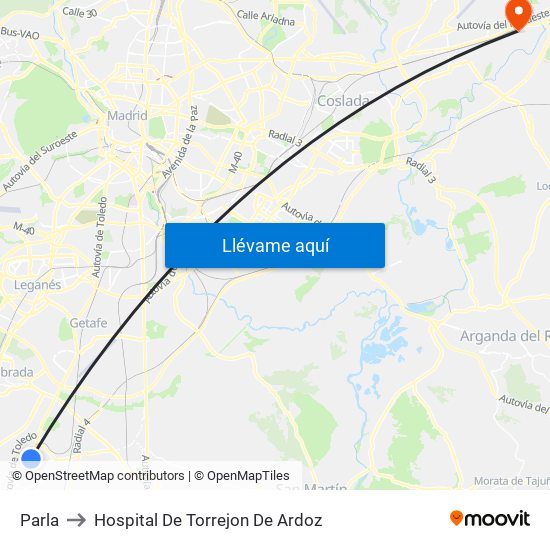 Parla to Hospital De Torrejon De Ardoz map