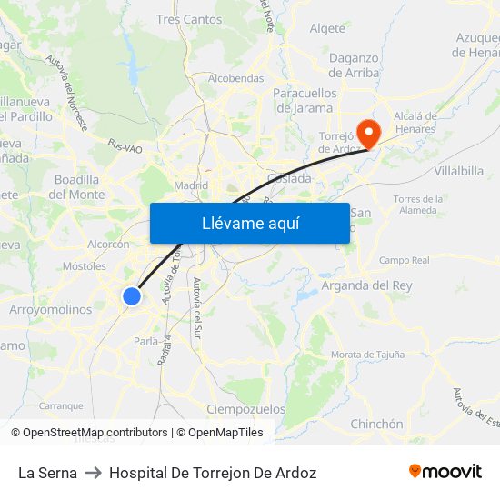 La Serna to Hospital De Torrejon De Ardoz map