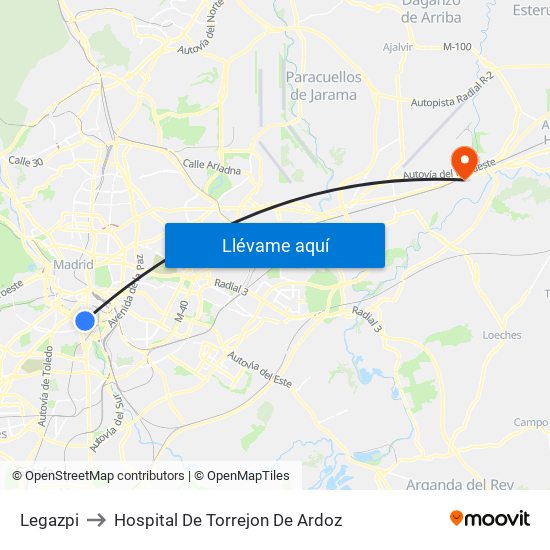 Legazpi to Hospital De Torrejon De Ardoz map