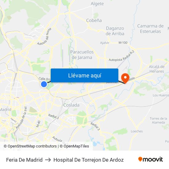 Feria De Madrid to Hospital De Torrejon De Ardoz map