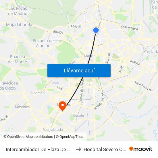 Intercambiador De Plaza De Castilla to Hospital Severo Ochoa map