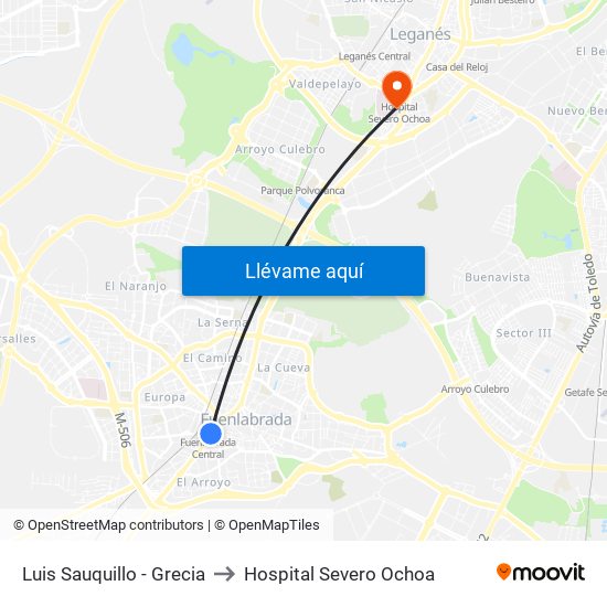 Luis Sauquillo - Grecia to Hospital Severo Ochoa map