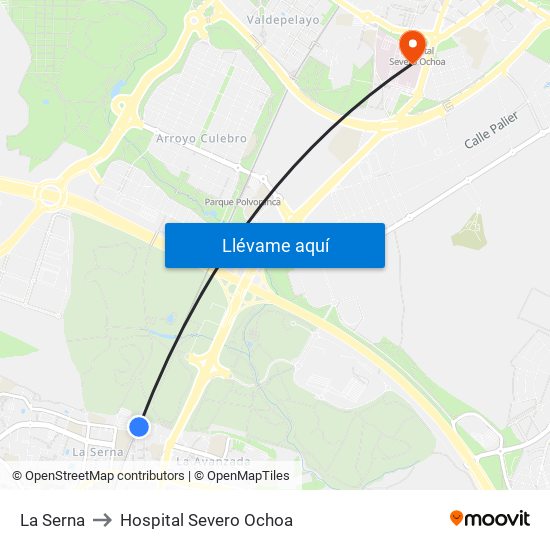 La Serna to Hospital Severo Ochoa map