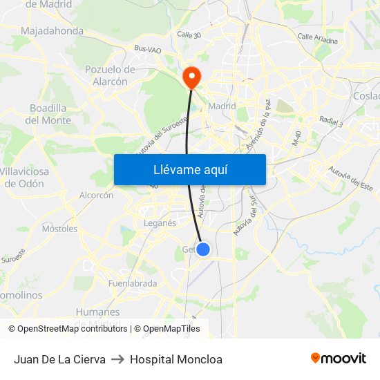 Juan De La Cierva to Hospital Moncloa map