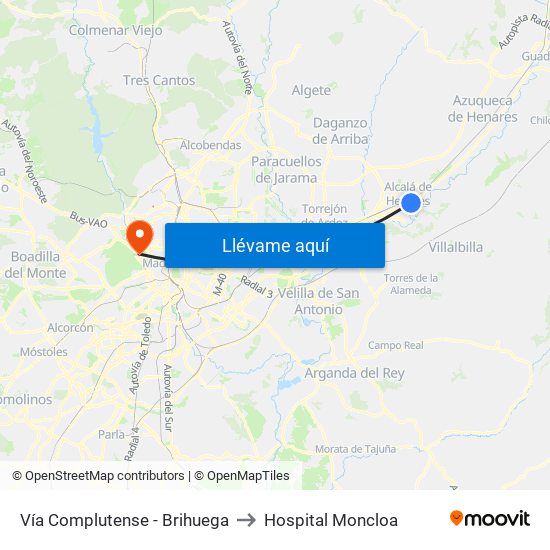 Vía Complutense - Brihuega to Hospital Moncloa map