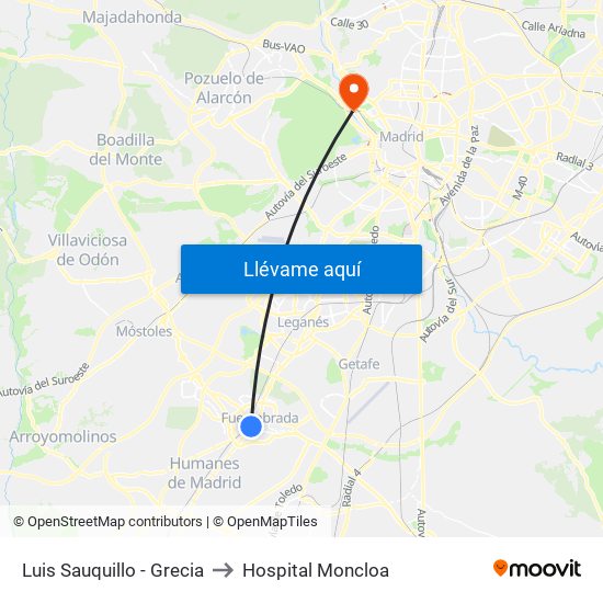 Luis Sauquillo - Grecia to Hospital Moncloa map