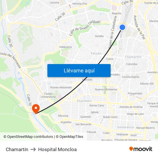 Chamartín to Hospital Moncloa map