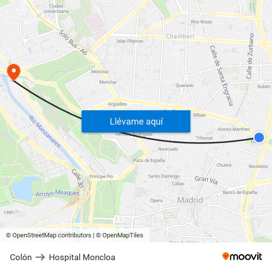 Colón to Hospital Moncloa map