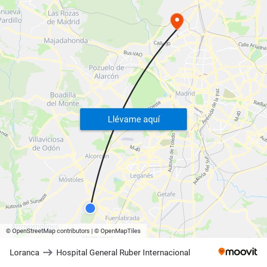 Loranca to Hospital General Ruber Internacional map