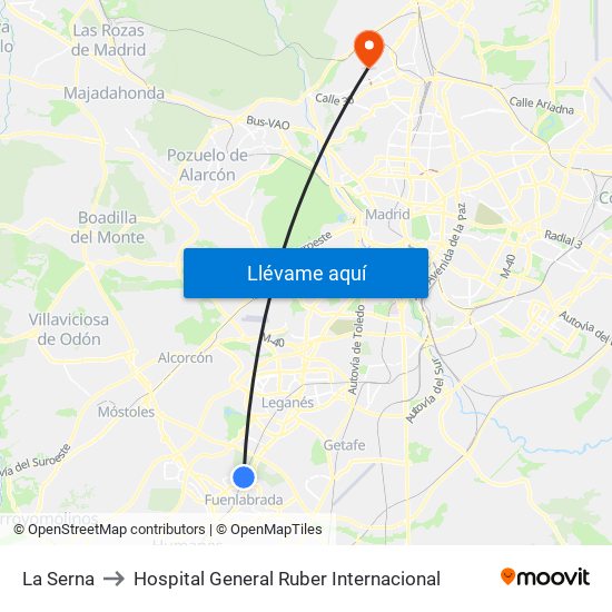 La Serna to Hospital General Ruber Internacional map