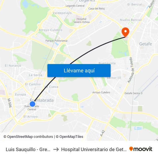 Luis Sauquillo - Grecia to Hospital Universitario de Getafe map